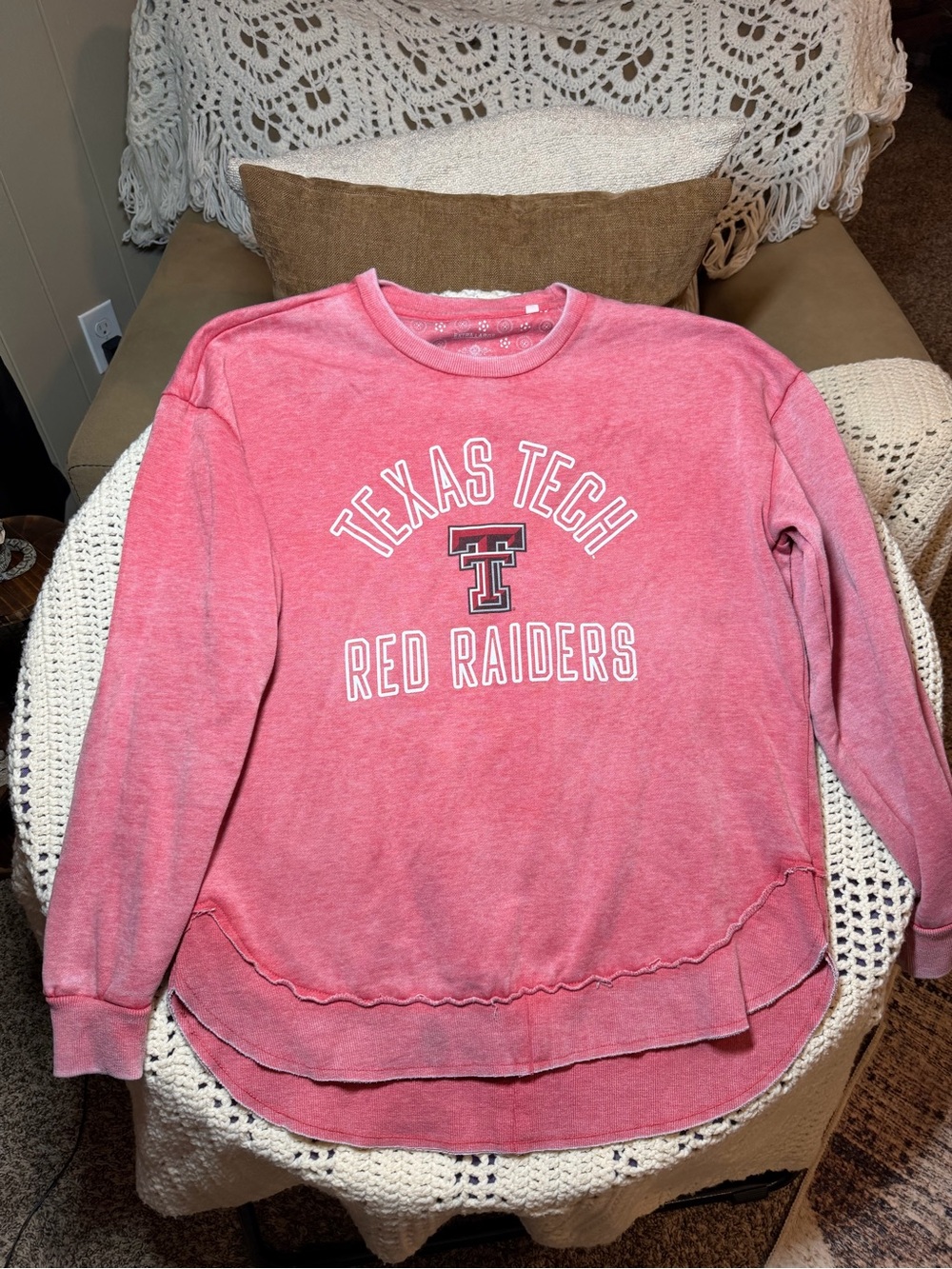 Texas Tech Red Raiders Washed Red Crewneck Sweatshirt - Collegiate Pullover